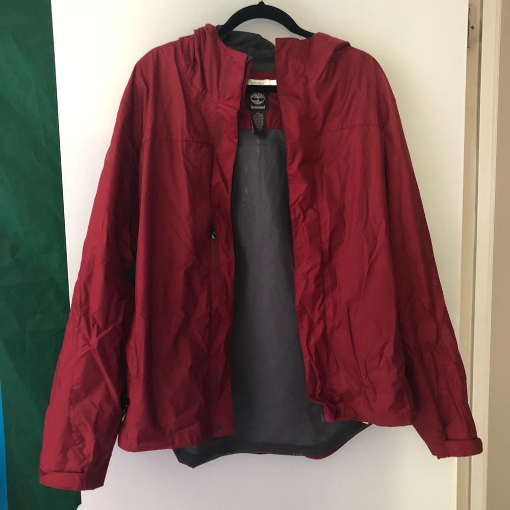 Red and gray Timberland jacket